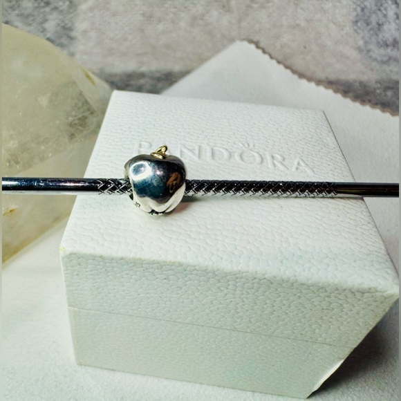 Authentic Retired Pandora Apple of My Eye Two Tone 14k & S925 Ale Charm - Picture 3 of 14